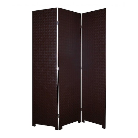Palacedesigns 1 x 52 x 71 in. Criss Cross Faux Leather Screen Brown PA3681527